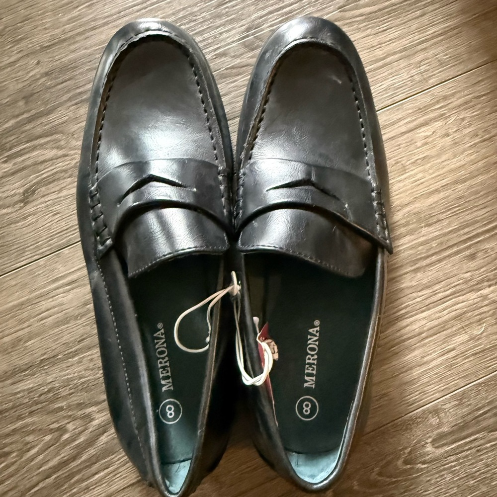 Merona Men’s Black Leather Penny Loafers Slip-Ons
